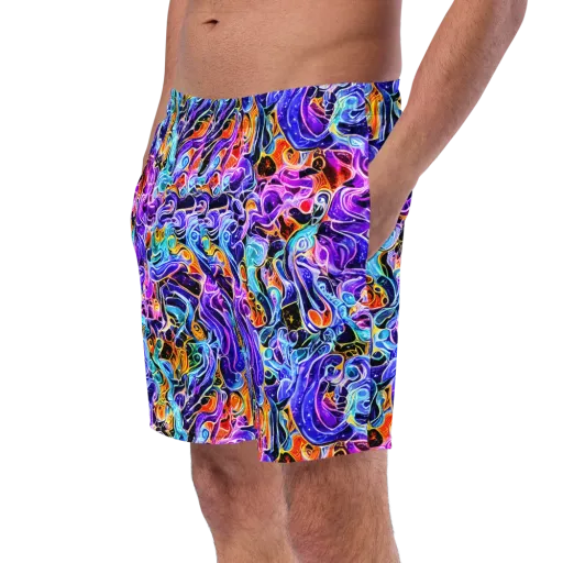 Violet Firestorm on a Swim Trunks