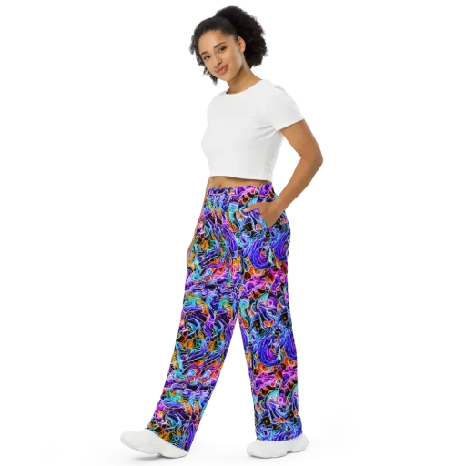 Violet Firestorm on a Wide-Leg Pants