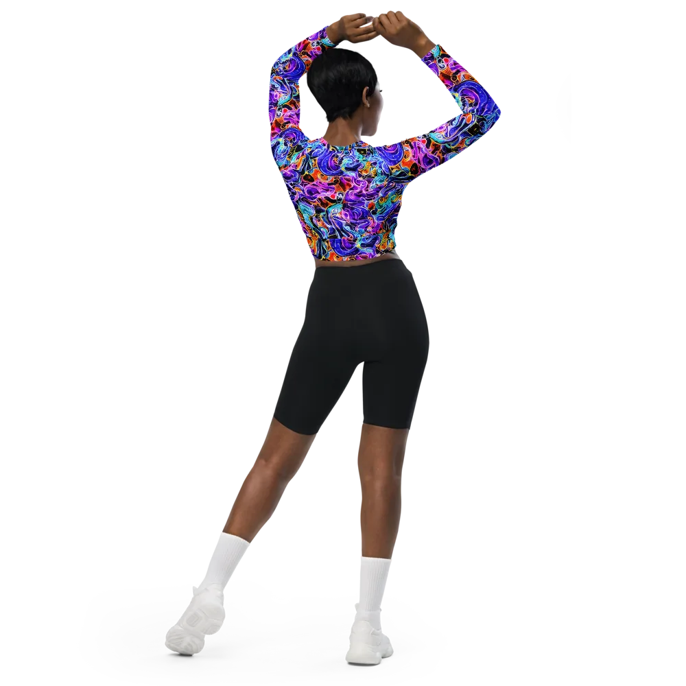 Violet Firestorm on Long Sleeve Crop Top — Back