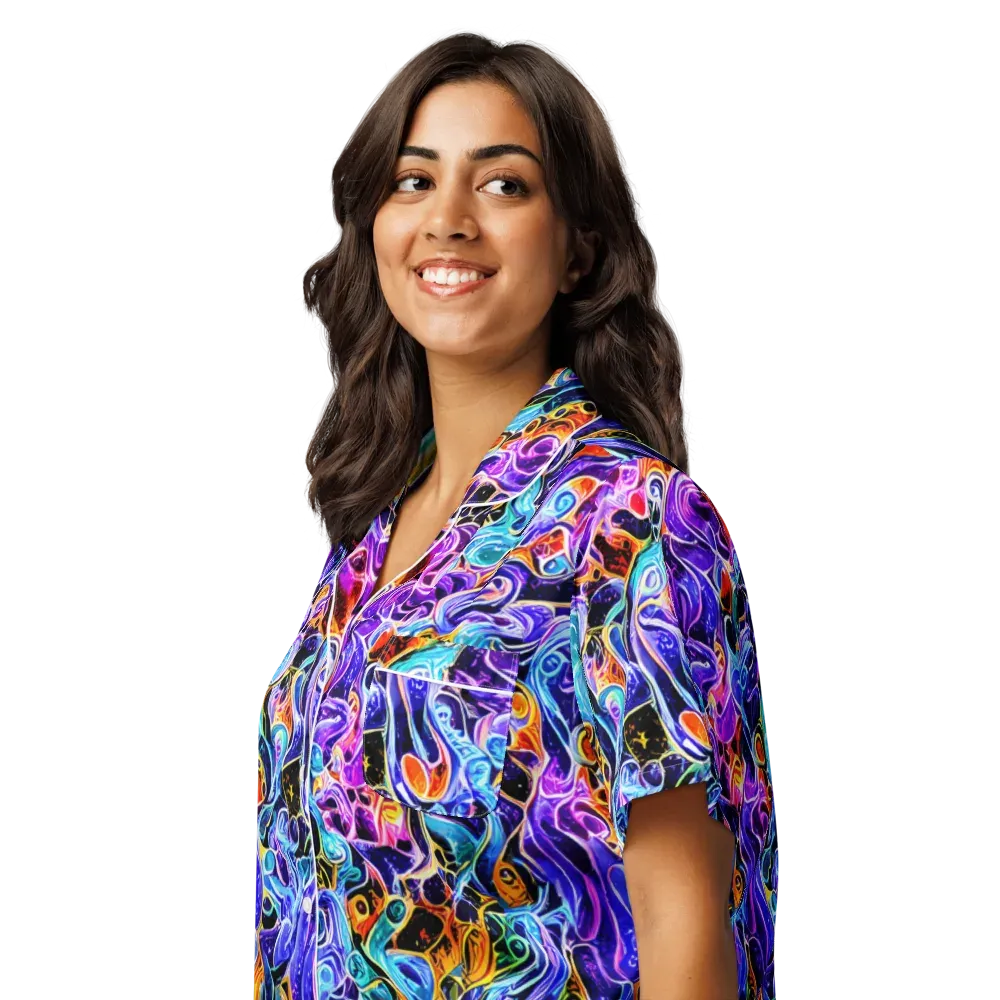 Violet Firestorm on Women's Short Sleeve Pajama Top — Left Front