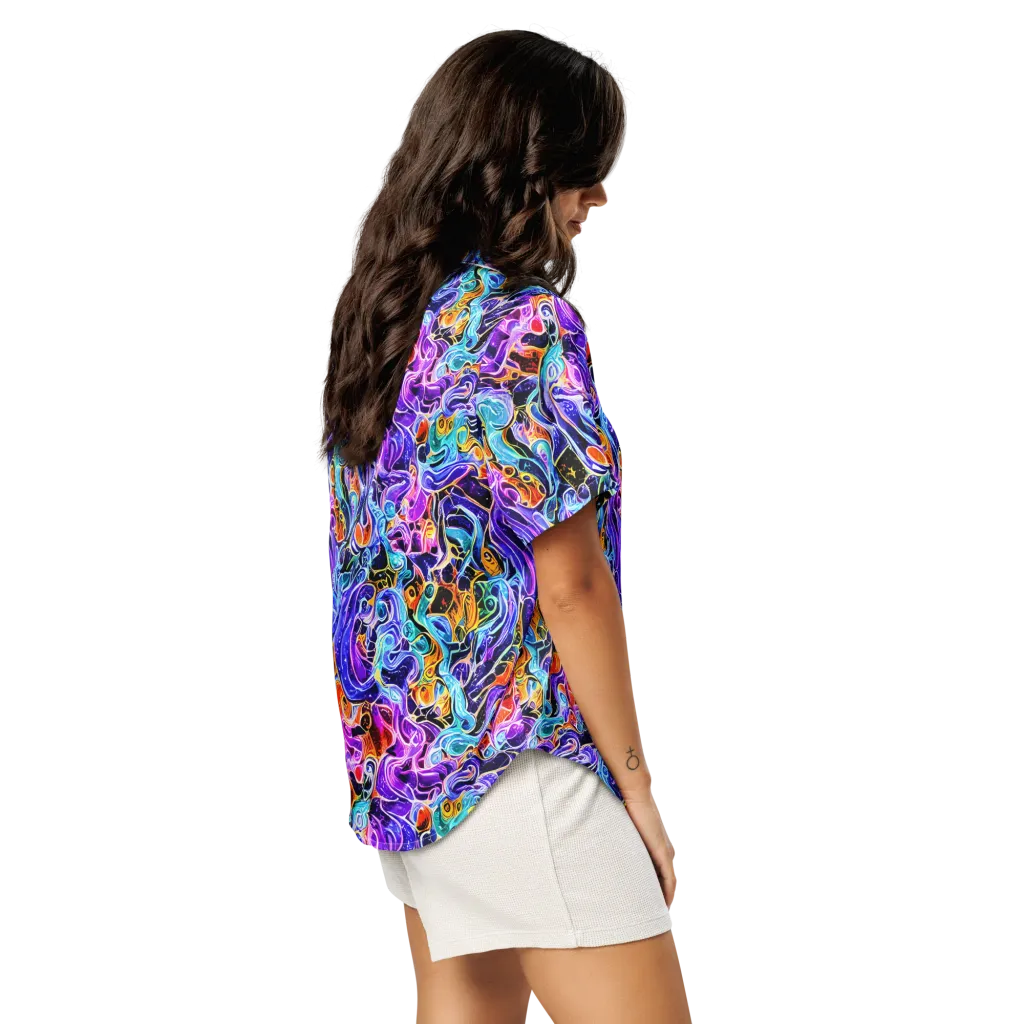 Violet Firestorm on Women's Short Sleeve Pajama Top — Right Back