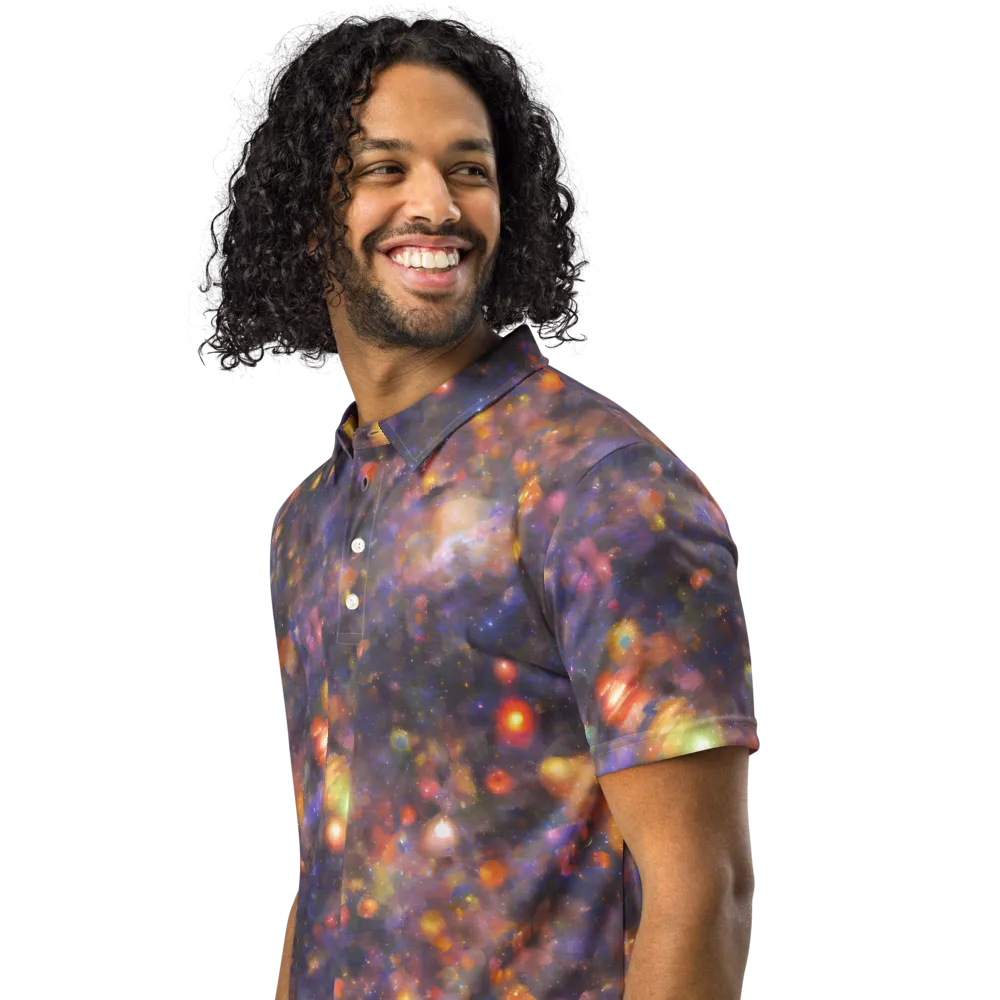 Nebula Kaleidoscope on Men's Slim Fit Polo Shirt — Left Front