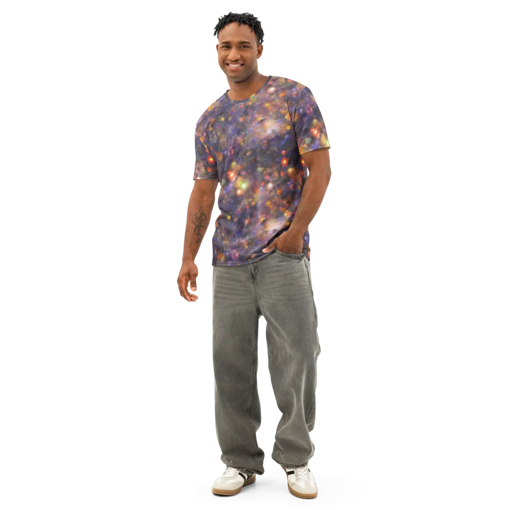 Nebula Kaleidoscope on Men's Cotton Crew Neck T-Shirt — Front