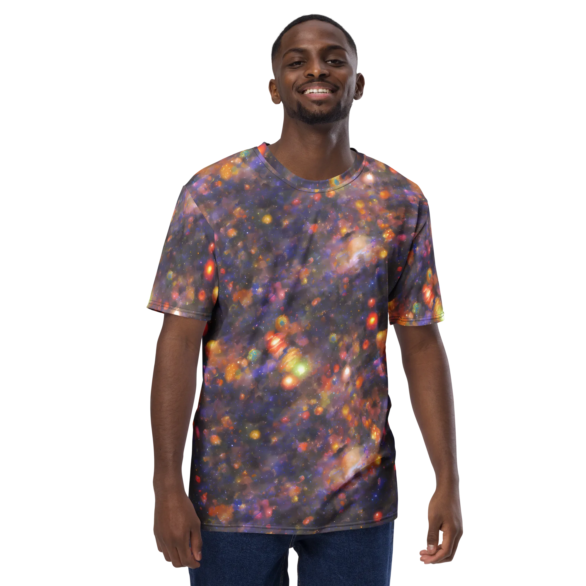 Nebula Kaleidoscope on Men's Crew Neck T-Shirt — Front