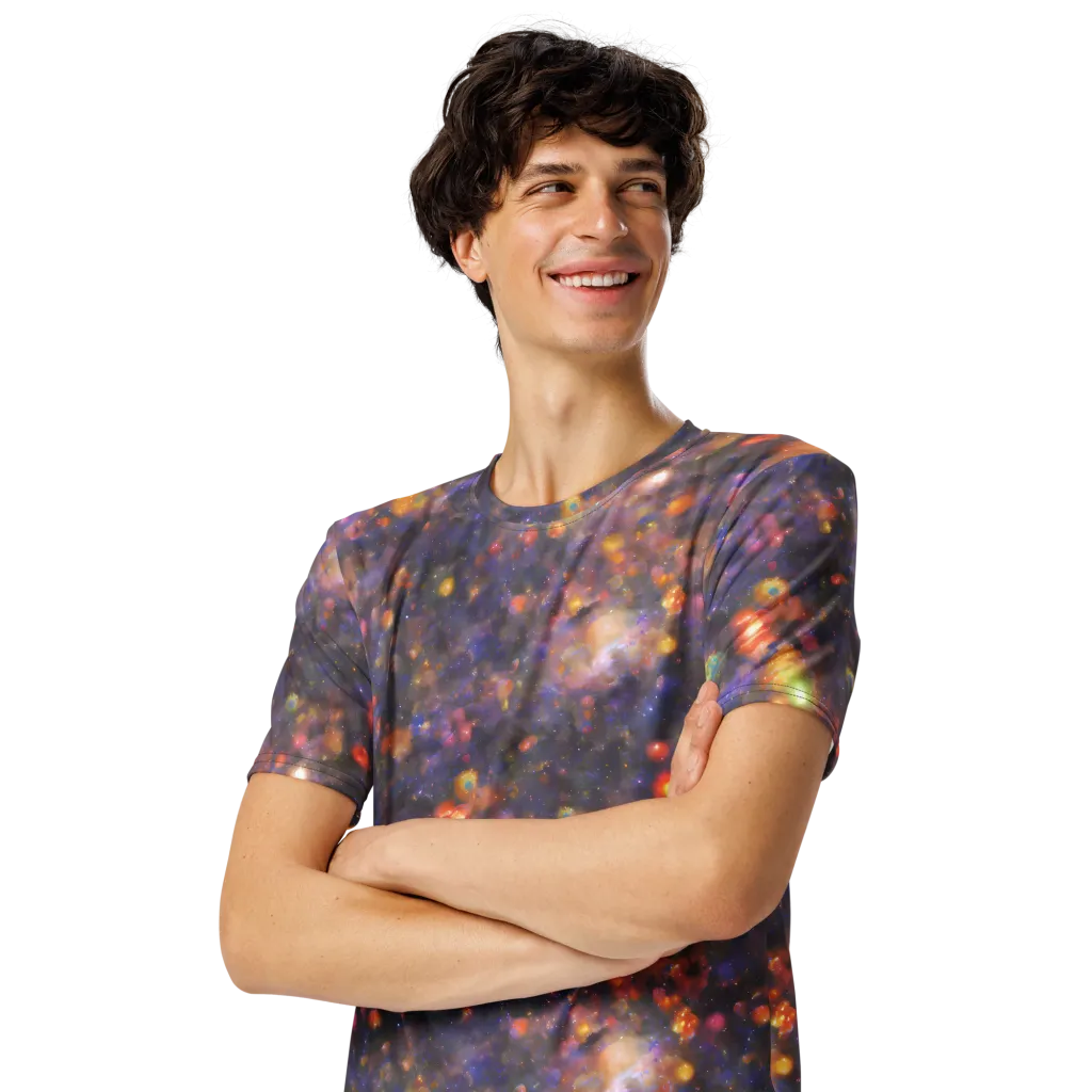 Nebula Kaleidoscope on Men's Crew Neck T-Shirt — Left Front
