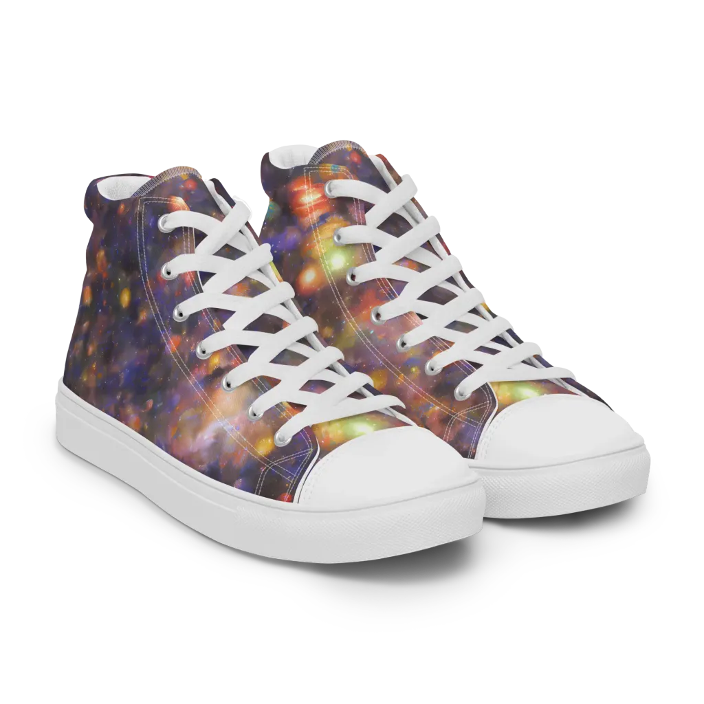 Nebula Kaleidoscope on Men's High Top Canvas Shoes — Right Front