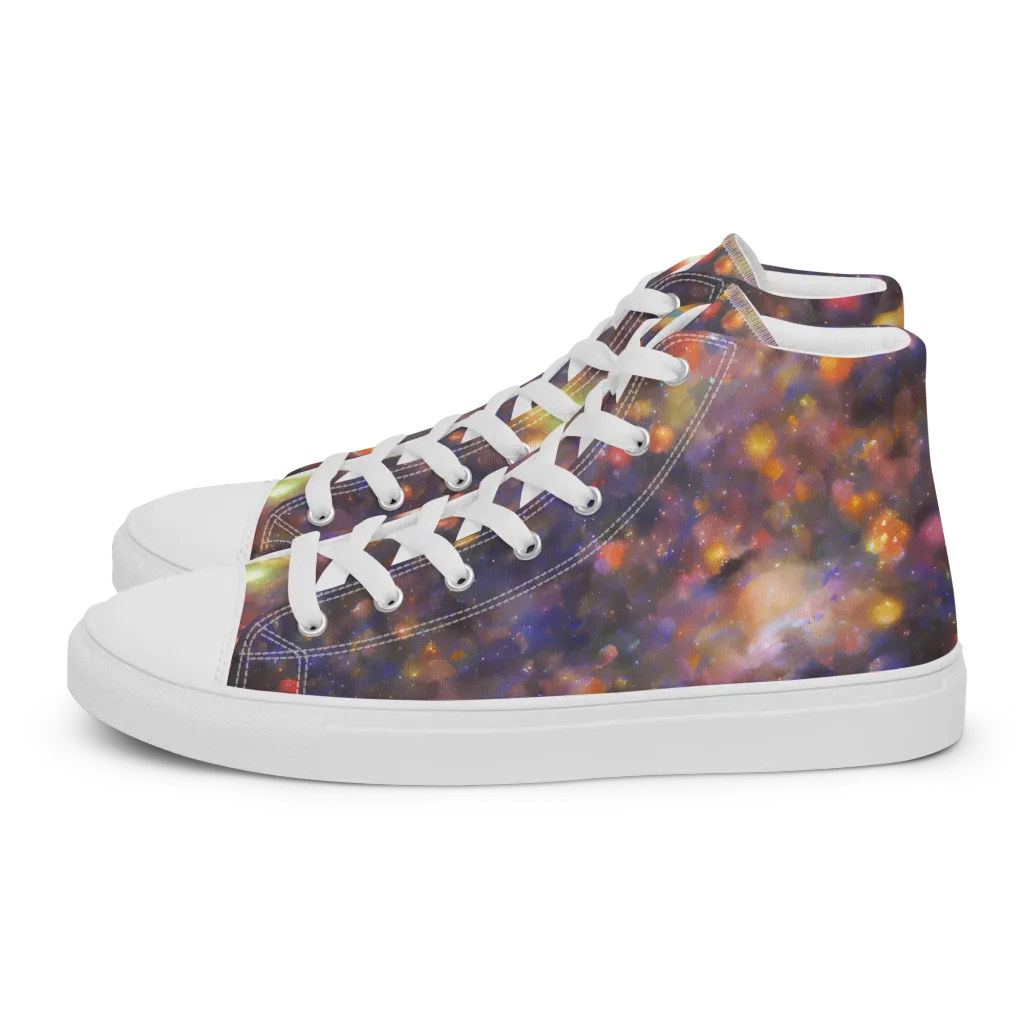 Nebula Kaleidoscope on Men's High Top Canvas Shoes — Left