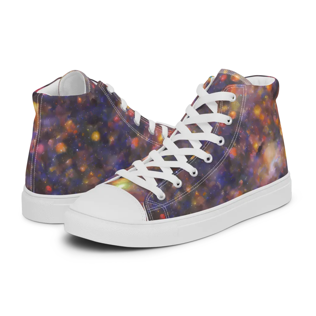 Nebula Kaleidoscope on Men's High Top Canvas Shoes — Left