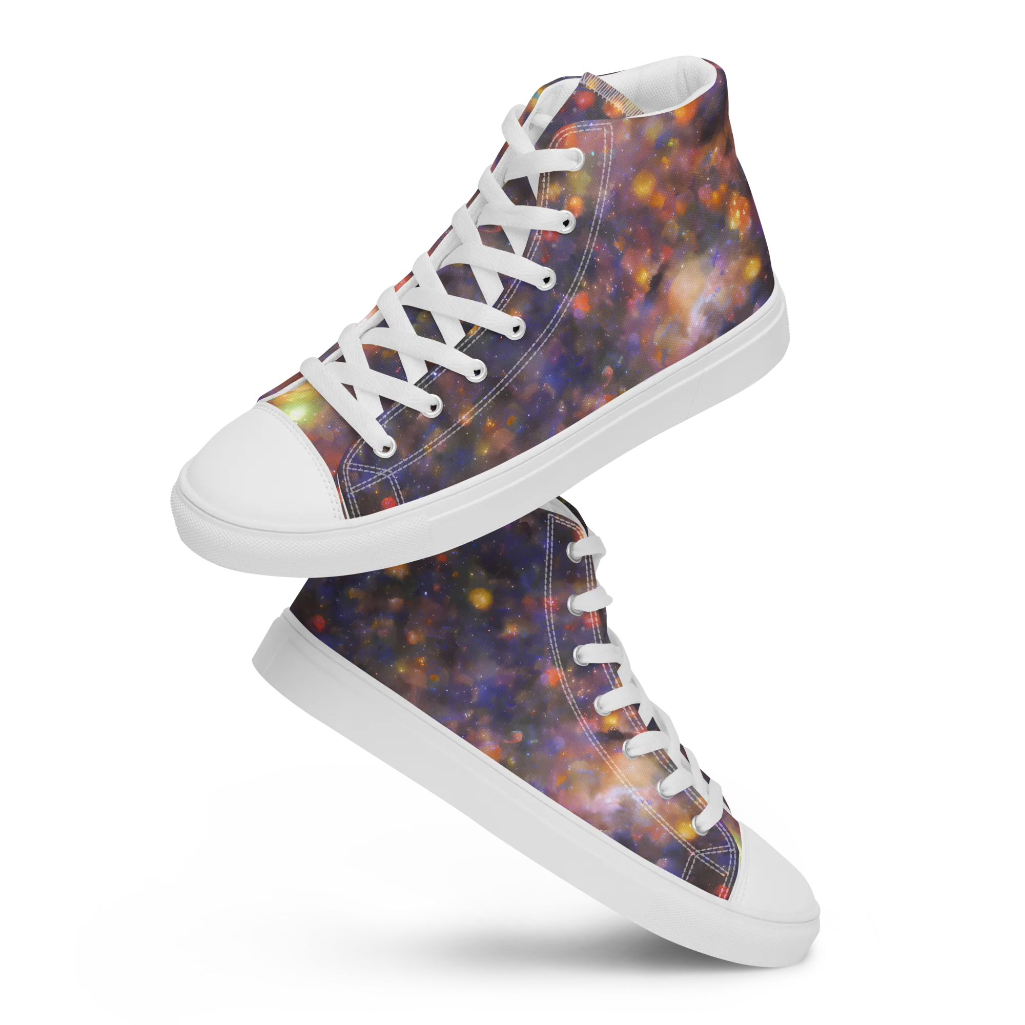 Nebula Kaleidoscope on Men's High Top Canvas Shoes — Front