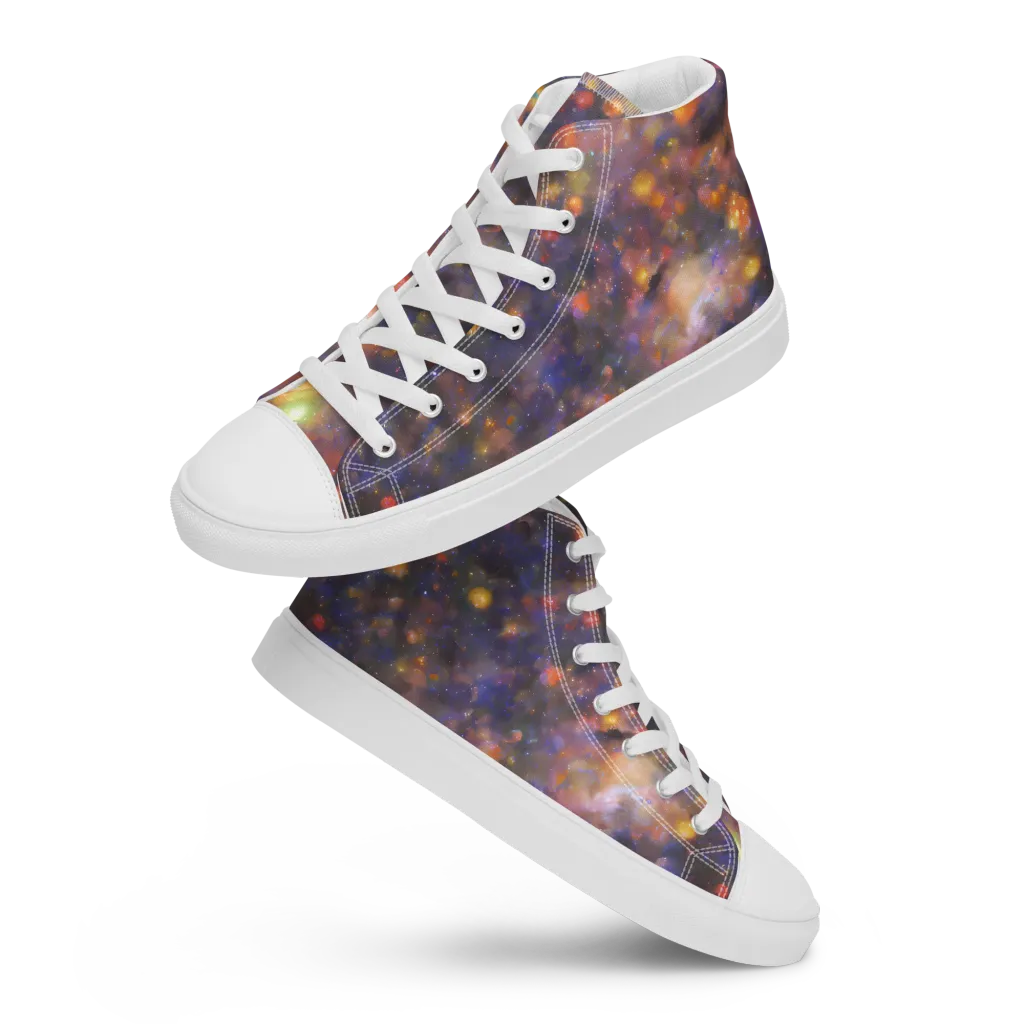 Nebula Kaleidoscope on Men's High Top Canvas Shoes — Front