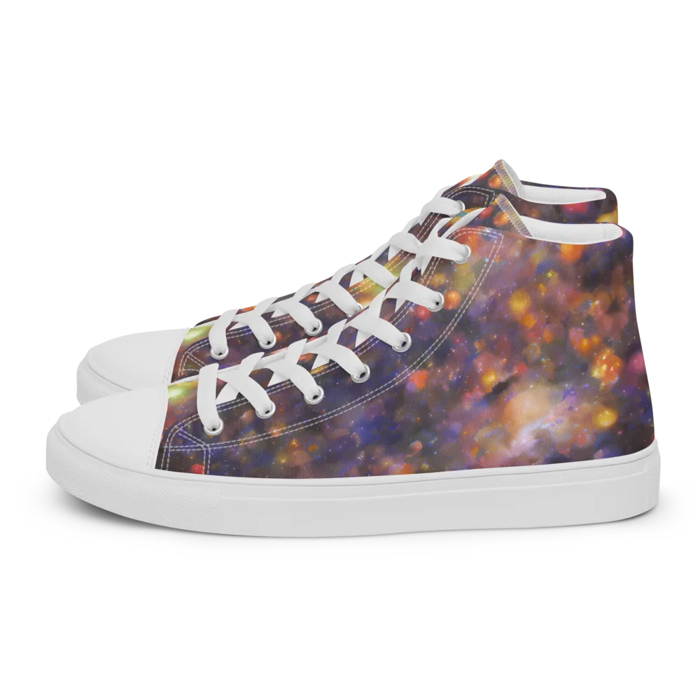 Nebula Kaleidoscope on Women's High Top Canvas Shoes — Left