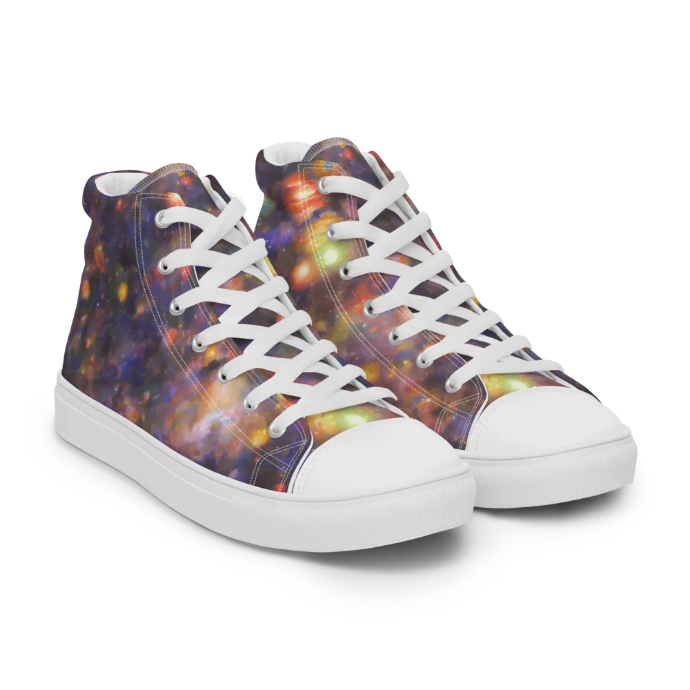 Nebula Kaleidoscope on Women's High Top Canvas Shoes — Right Front