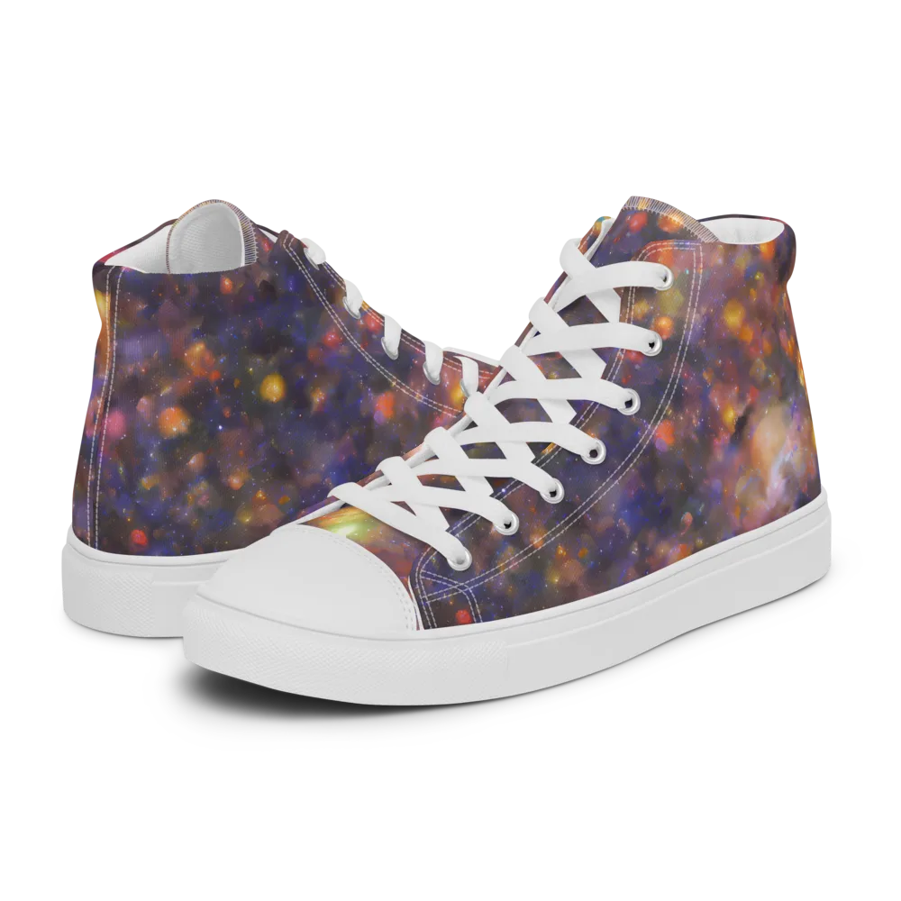 Nebula Kaleidoscope on Women's High Top Canvas Shoes — Left