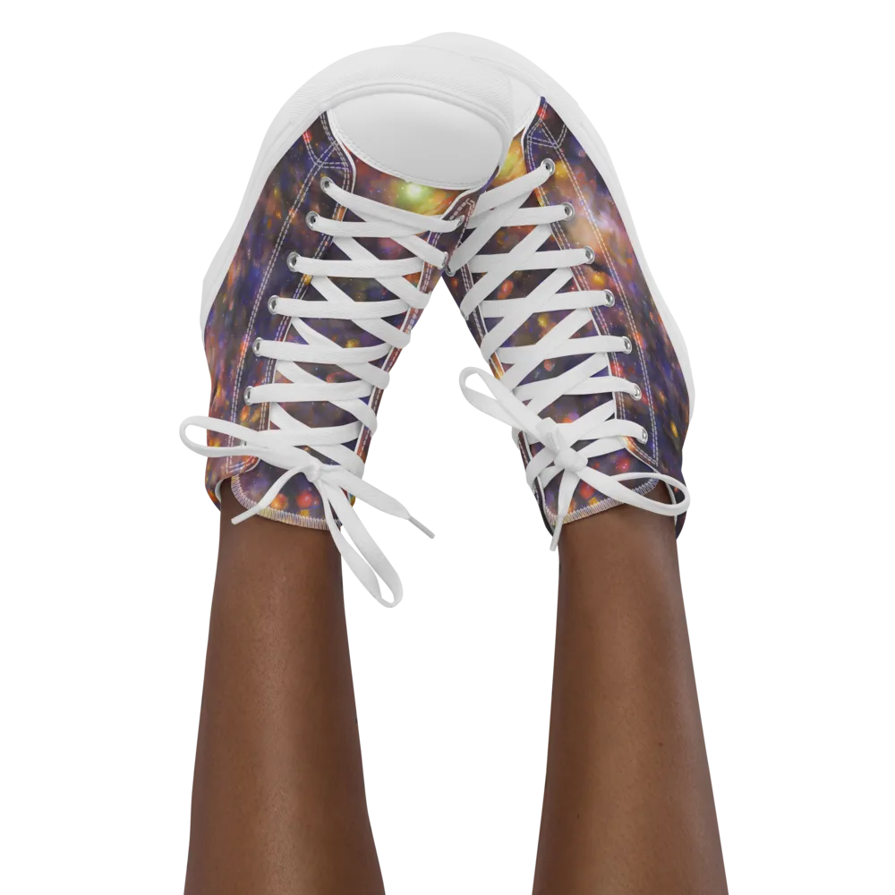Nebula Kaleidoscope on Women's High Top Canvas Shoes — Front