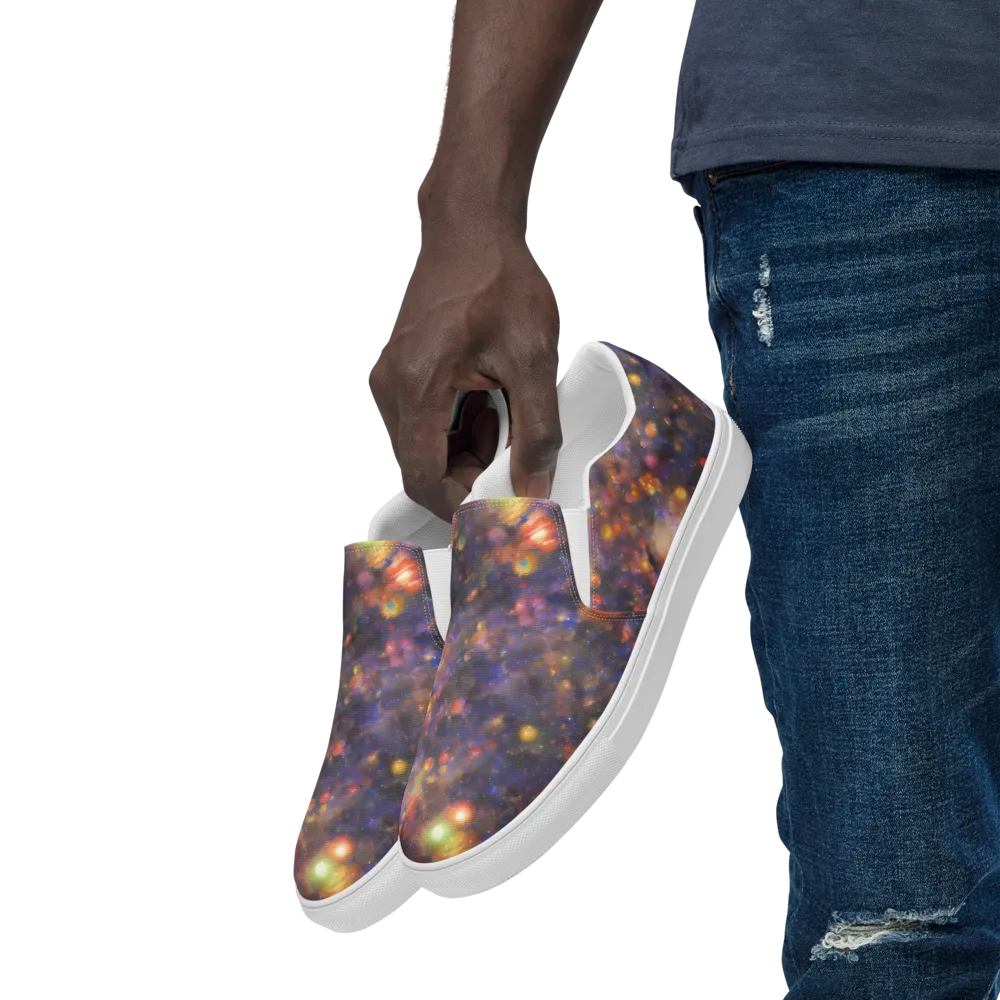 Nebula Kaleidoscope on Men's Slip-On Canvas Shoes — Left Front