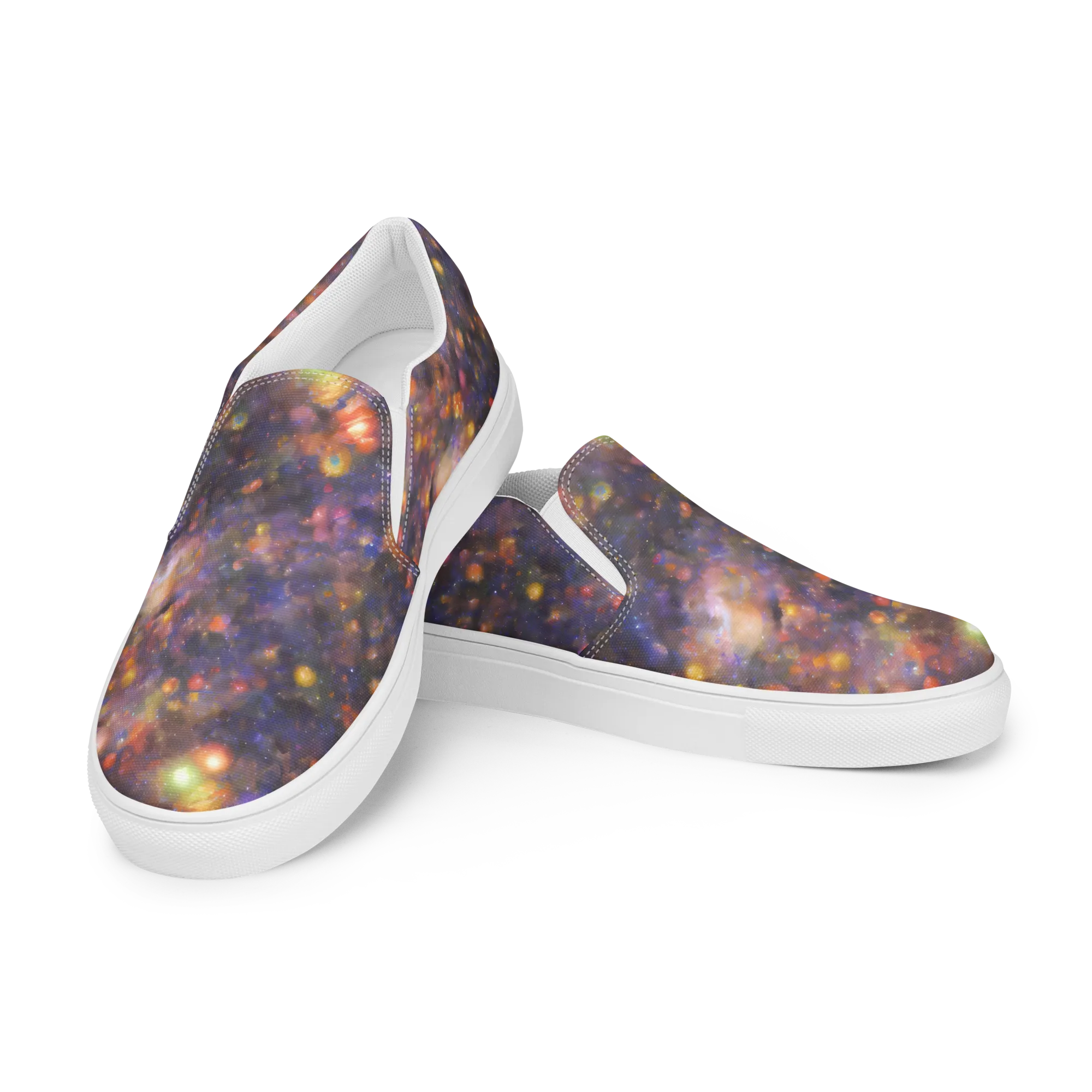 Nebula Kaleidoscope on Women's Slip-On Canvas Shoes — Left Front
