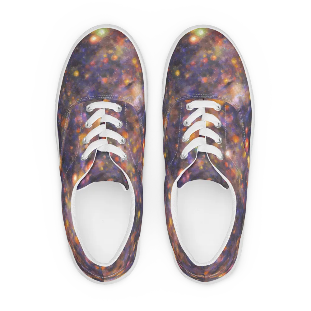 Nebula Kaleidoscope on Men's Lace-Up Canvas Shoes — Front