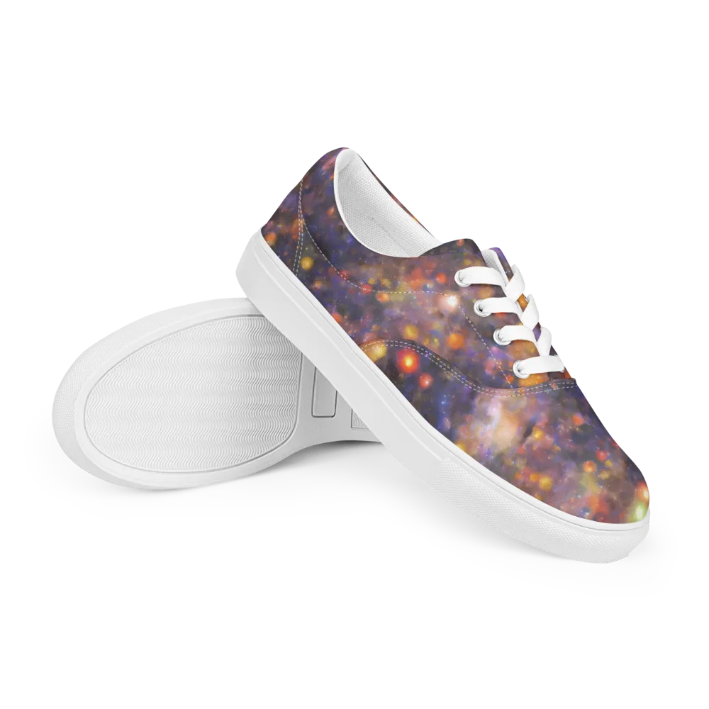 Nebula Kaleidoscope on Men's Lace-Up Canvas Shoes — Right Front