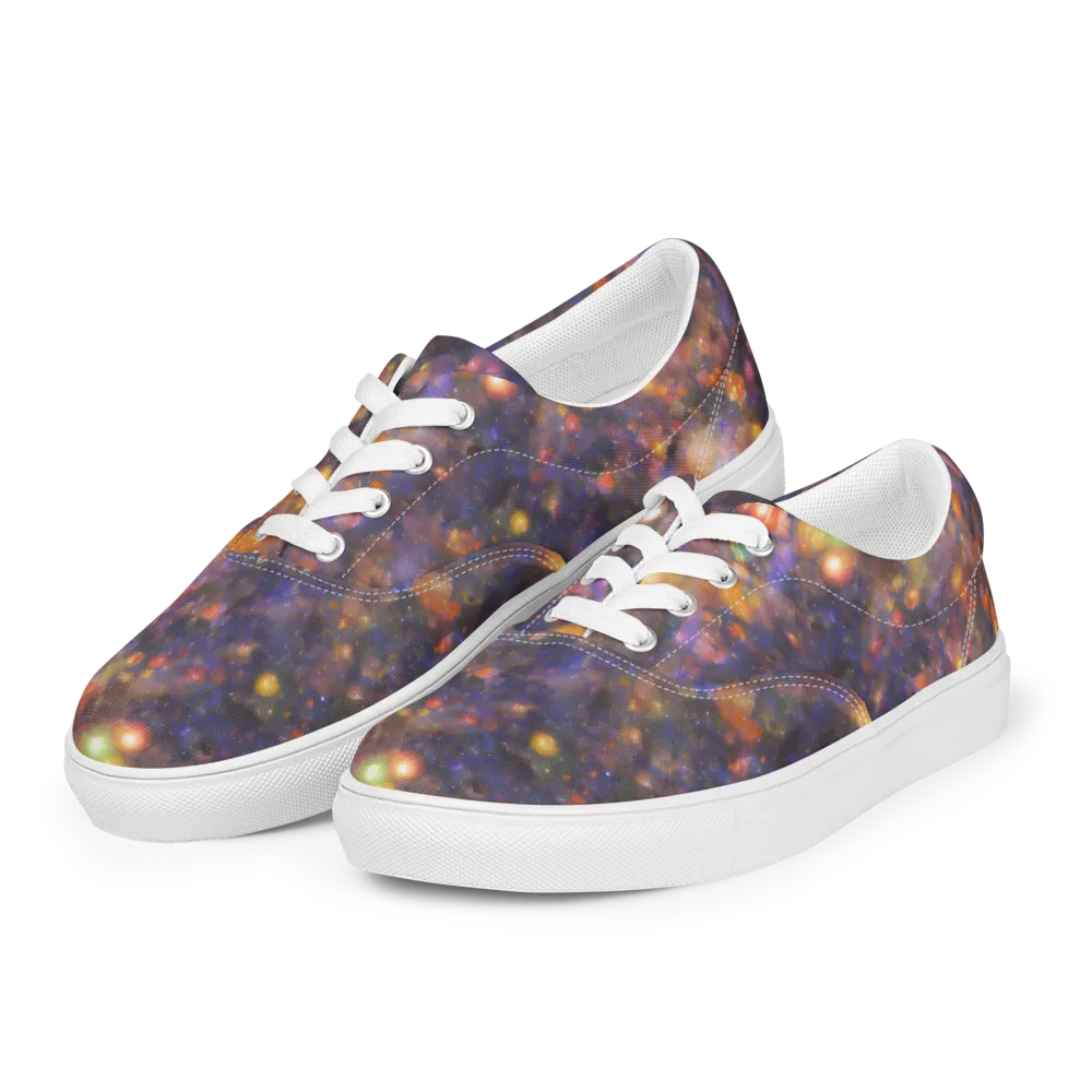 Nebula Kaleidoscope on Men's Lace-Up Canvas Shoes — Left Front