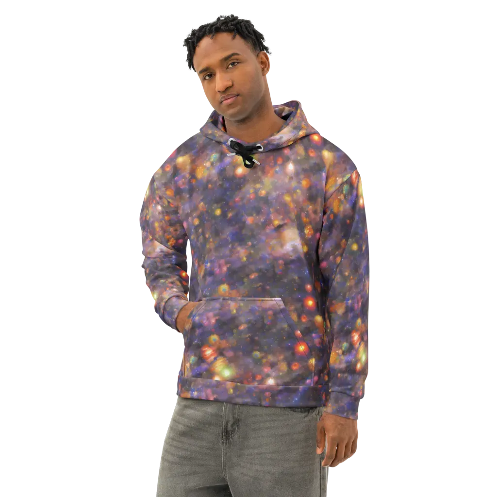 Nebula Kaleidoscope on Cotton Hoodie — Left Front