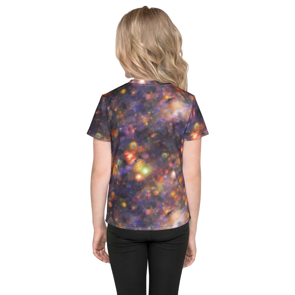 Nebula Kaleidoscope on Kids Crew Neck T-Shirt — Back