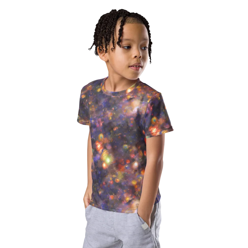 Nebula Kaleidoscope on Kids Crew Neck T-Shirt — Left Front