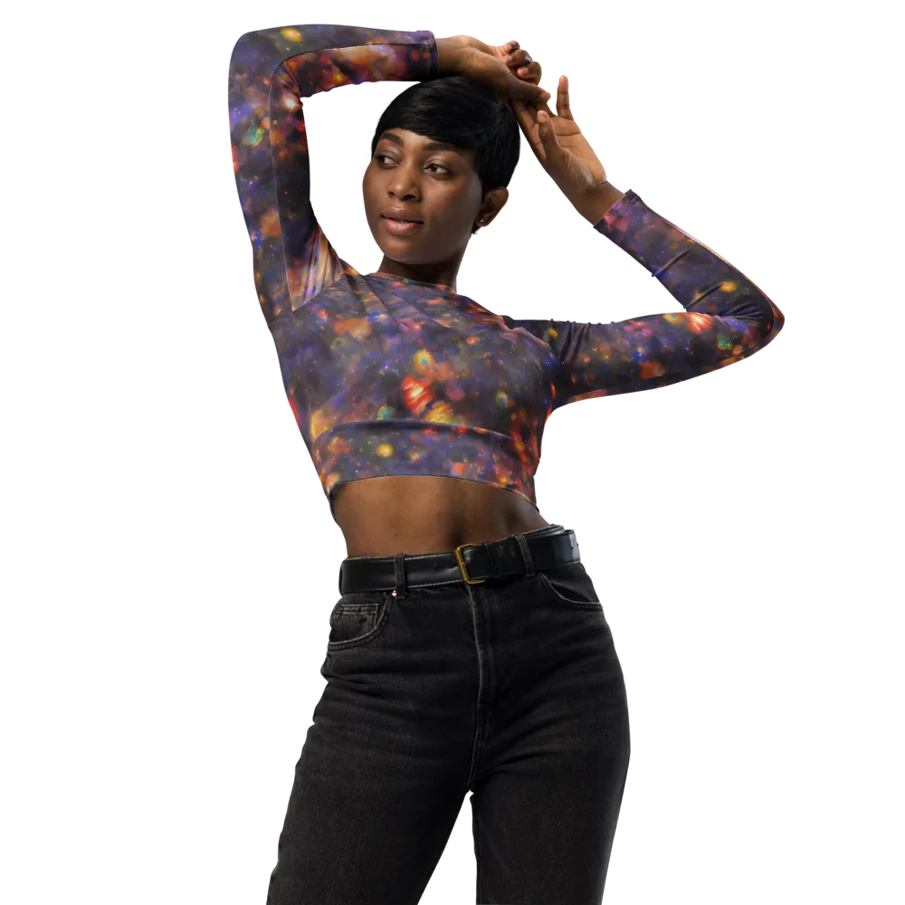 Nebula Kaleidoscope on Long Sleeve Crop Top — Front