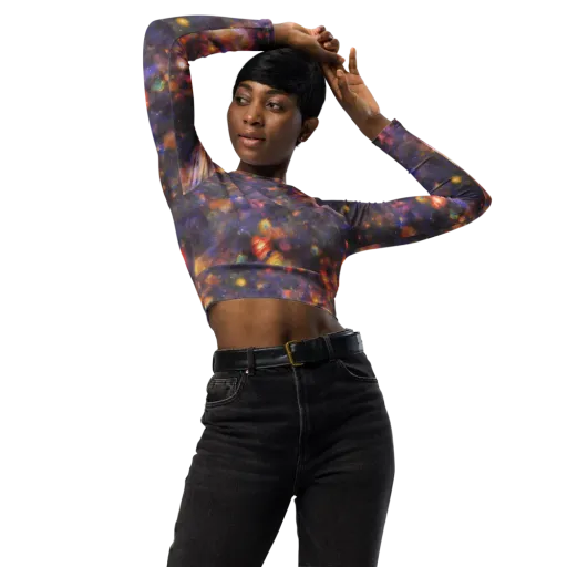 Nebula Kaleidoscope on a Long Sleeve Crop Top