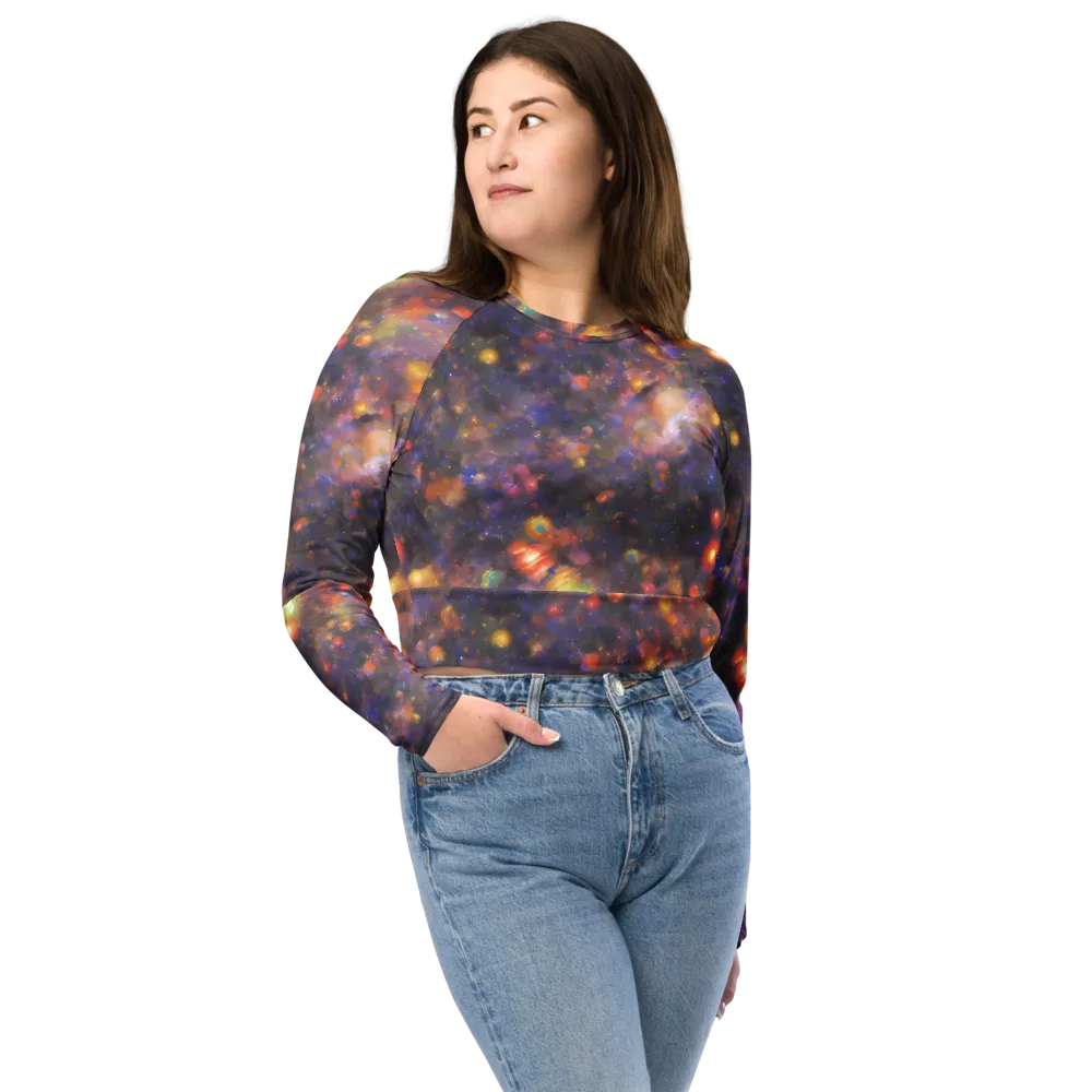 Nebula Kaleidoscope on Long Sleeve Crop Top — Front