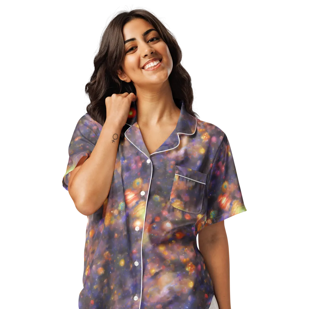 Nebula Kaleidoscope on Women's Short Sleeve Pajama Top — Front