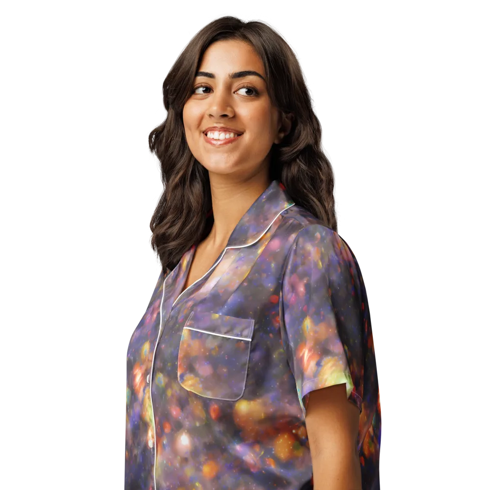 Nebula Kaleidoscope on Women's Short Sleeve Pajama Top — Left Front