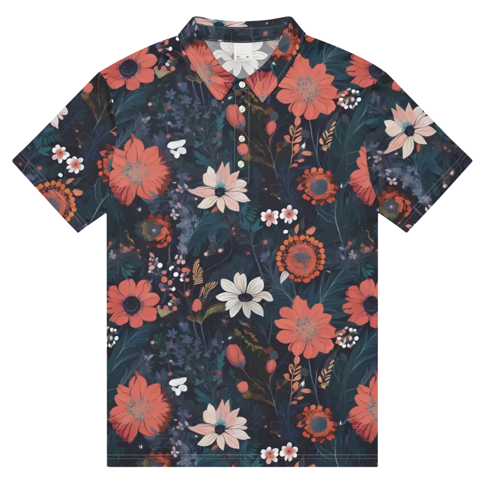 Coral Nocturne on Men's Slim Fit Polo Shirt — Front