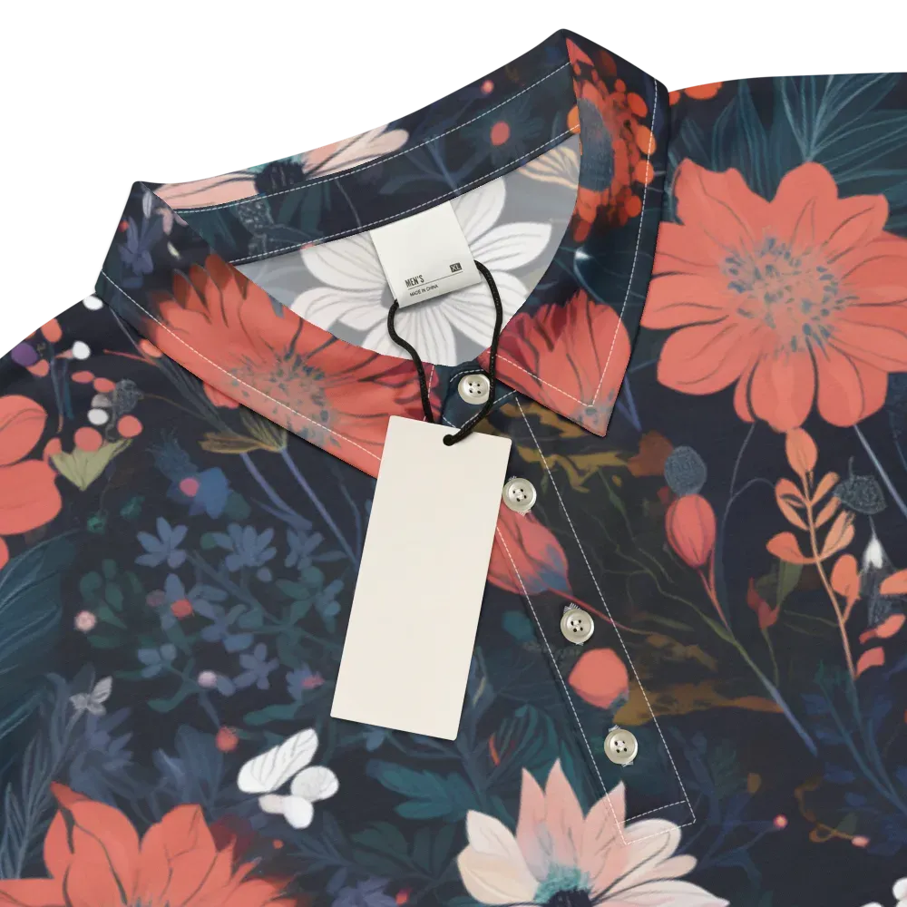 Coral Nocturne on Men's Slim Fit Polo Shirt — Product details