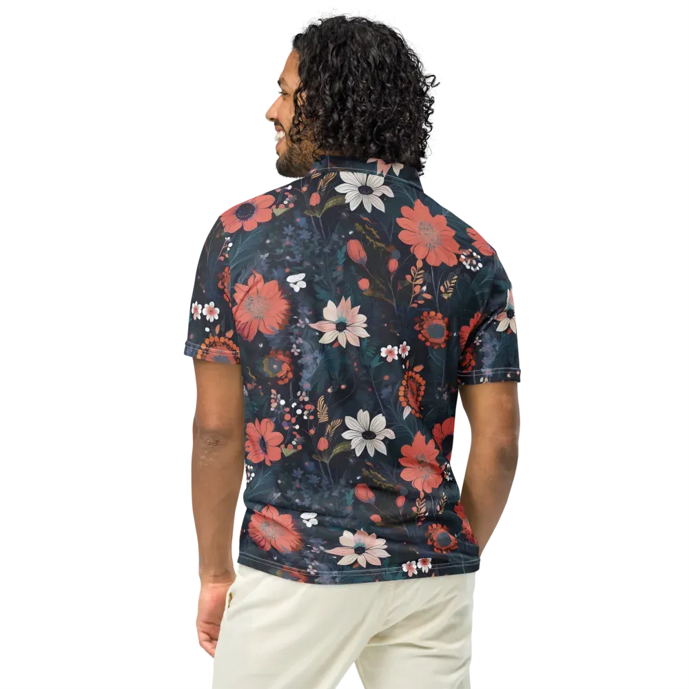 Coral Nocturne on Men's Slim Fit Polo Shirt — Back