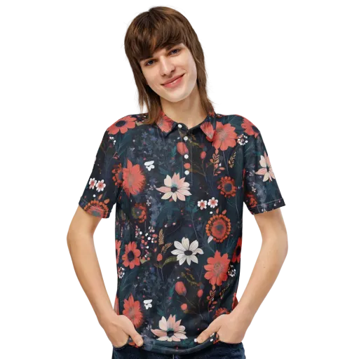 Coral Nocturne on a Men's Slim Fit Polo Shirt