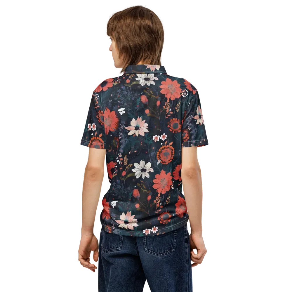 Coral Nocturne on Men's Slim Fit Polo Shirt — Back