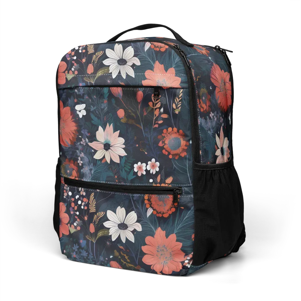Coral Nocturne on Utility Backpack — Left Front