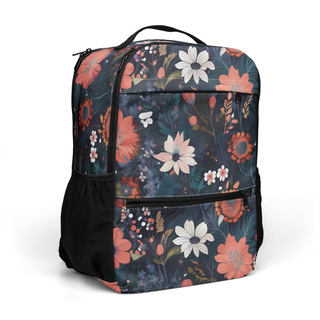 Coral Nocturne on Utility Backpack — Right Front