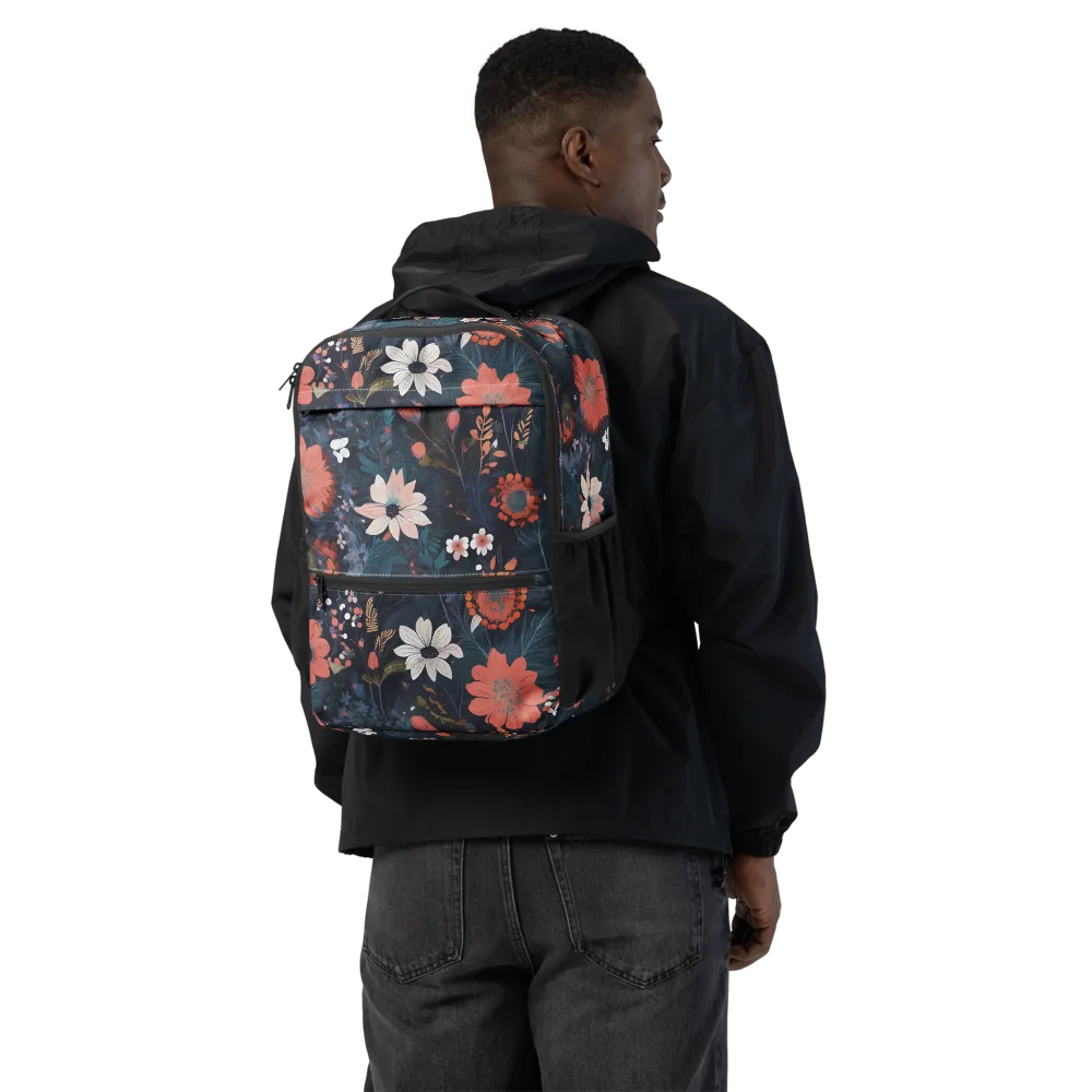 Coral Nocturne on Utility Backpack — Back