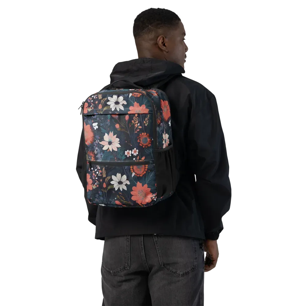 Coral Nocturne on Utility Backpack — Back