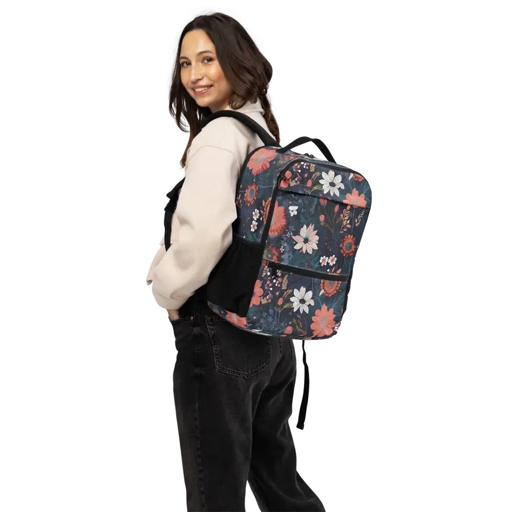 Coral Nocturne on Utility Backpack — Back