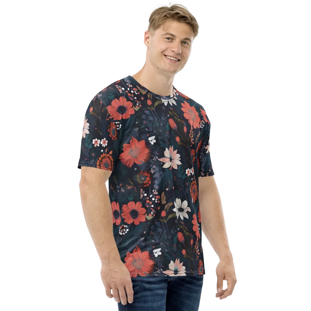 Coral Nocturne on Men's Crew Neck T-Shirt — Right