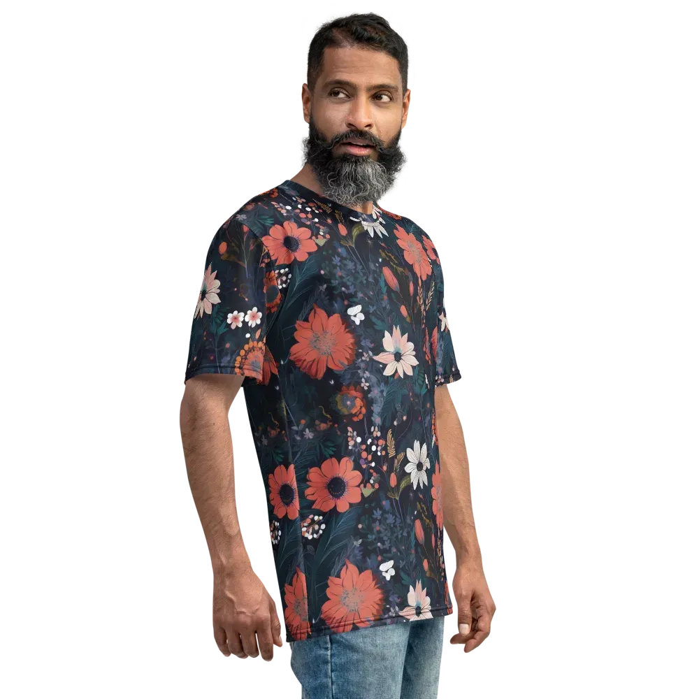 Coral Nocturne on Men's Crew Neck T-Shirt — Right