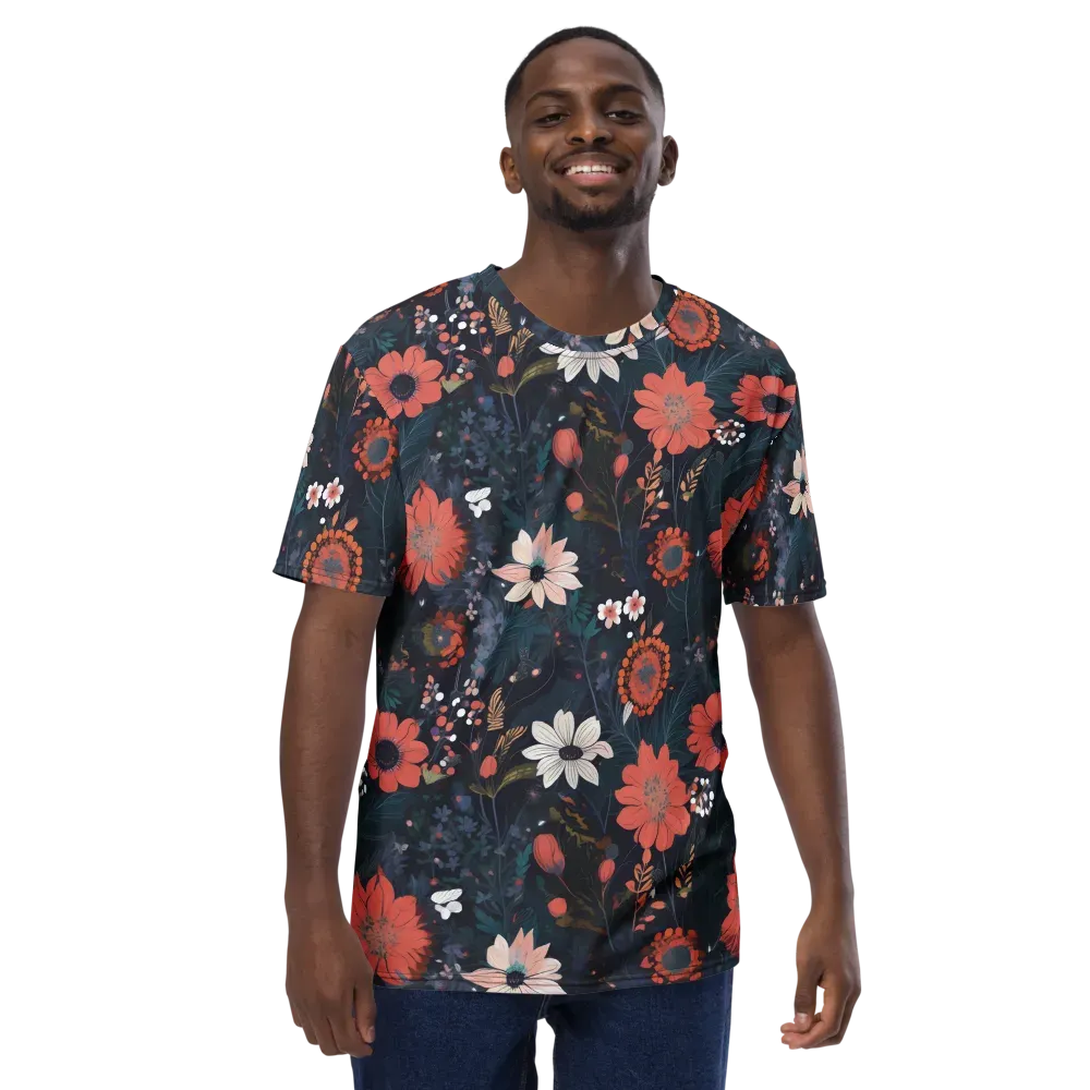 Coral Nocturne on Men's Crew Neck T-Shirt — Front