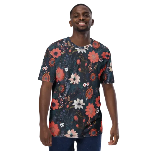 Coral Nocturne on a Men's Crew Neck T-Shirt