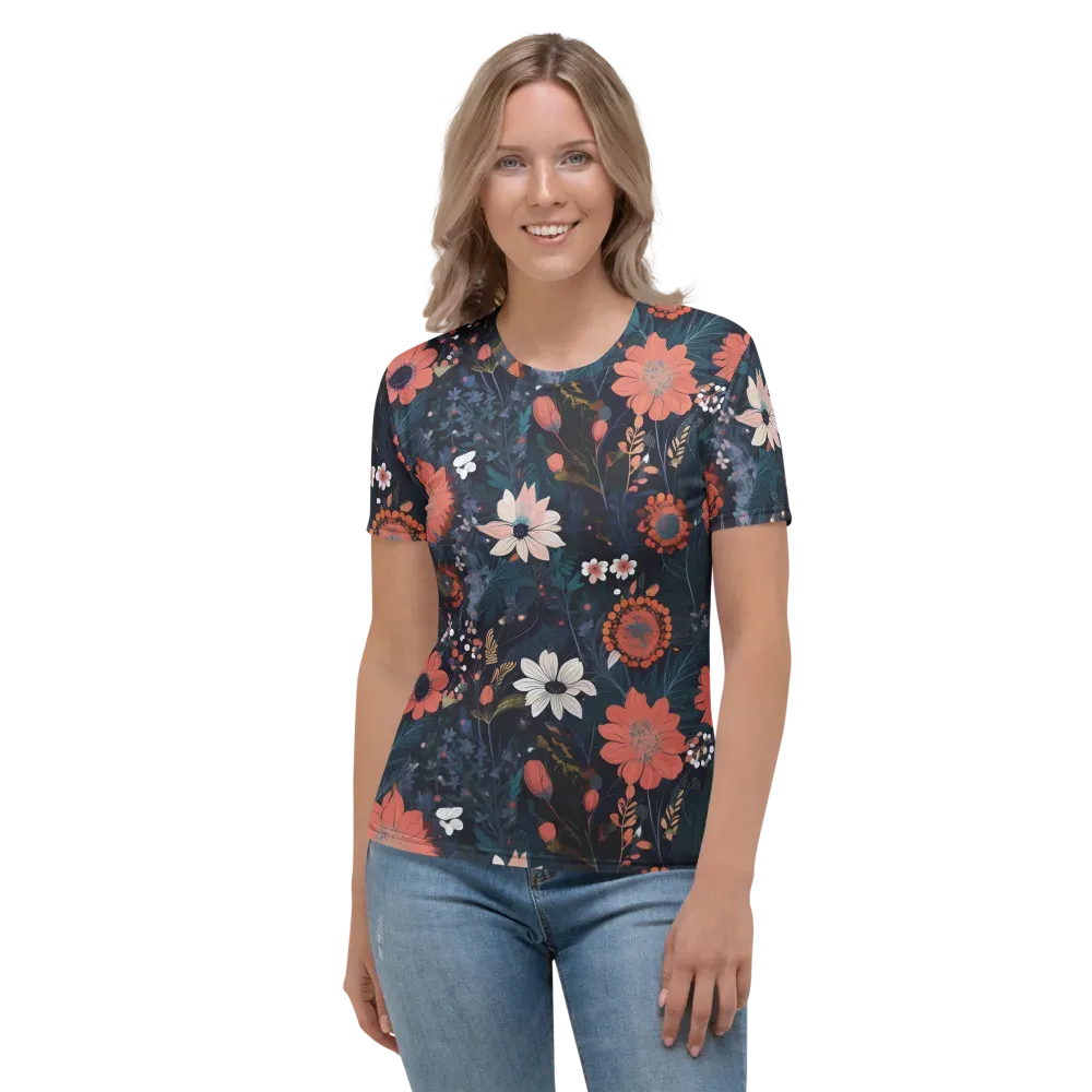 Coral Nocturne on Women's Crew Neck T-Shirt — Front