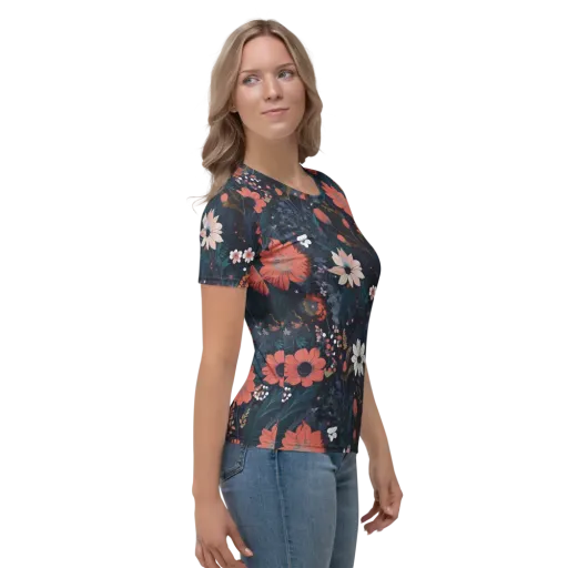Coral Nocturne on a Women's Crew Neck T-Shirt