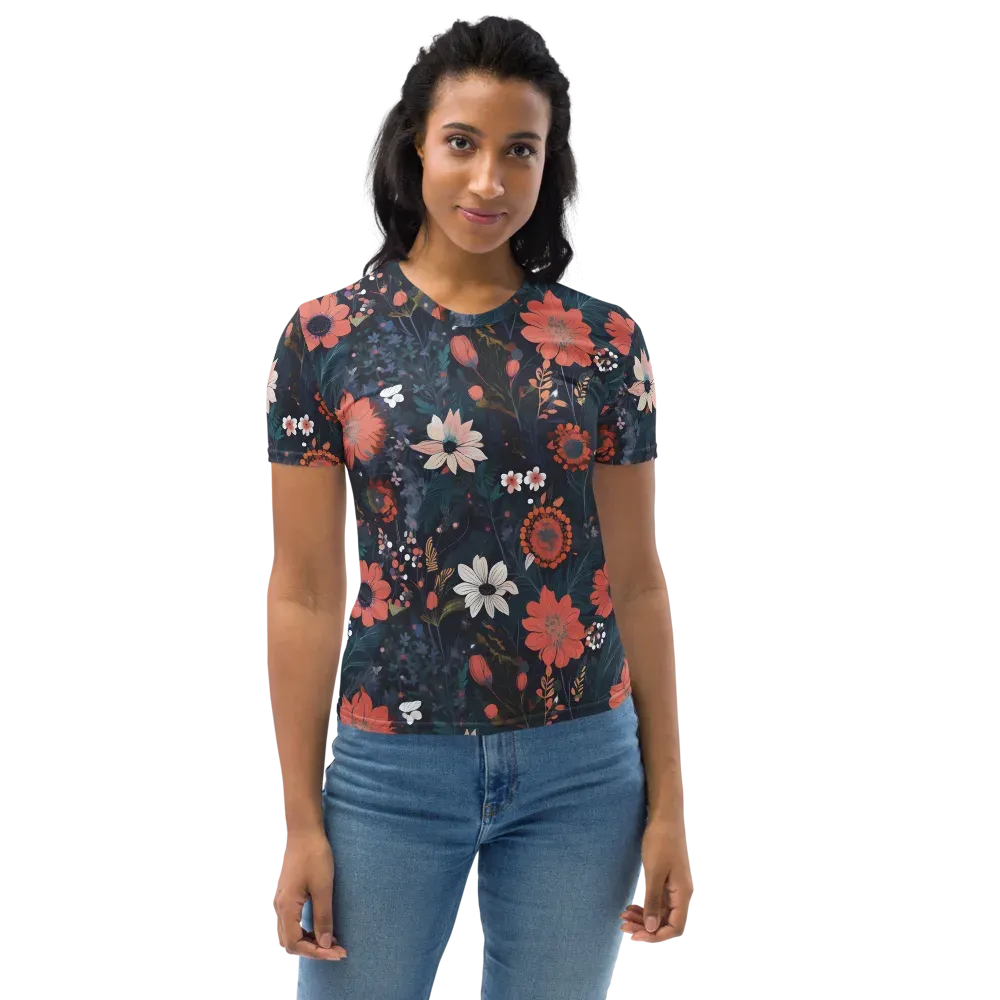 Coral Nocturne on Women's Crew Neck T-Shirt — Front