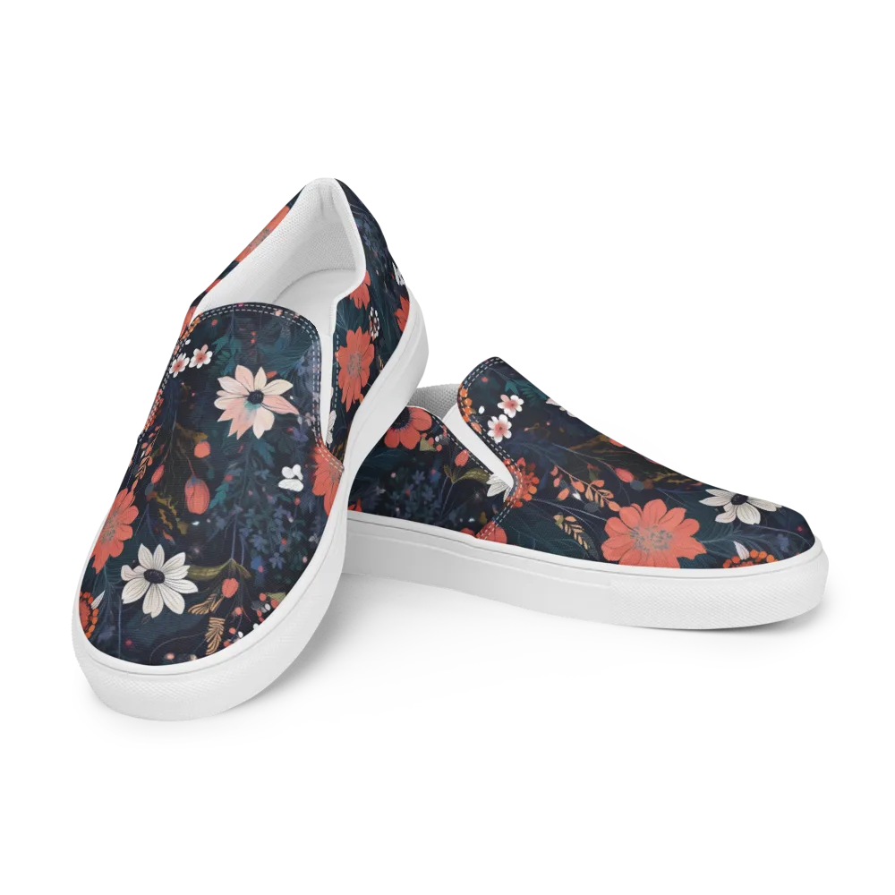Coral Nocturne on Men's Slip-On Canvas Shoes — Left Front