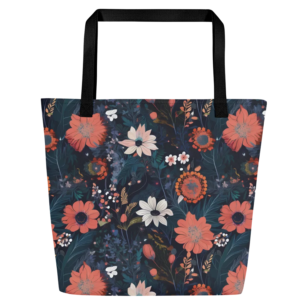 Coral Nocturne on Large Tote Bag W/ Pocket — Front